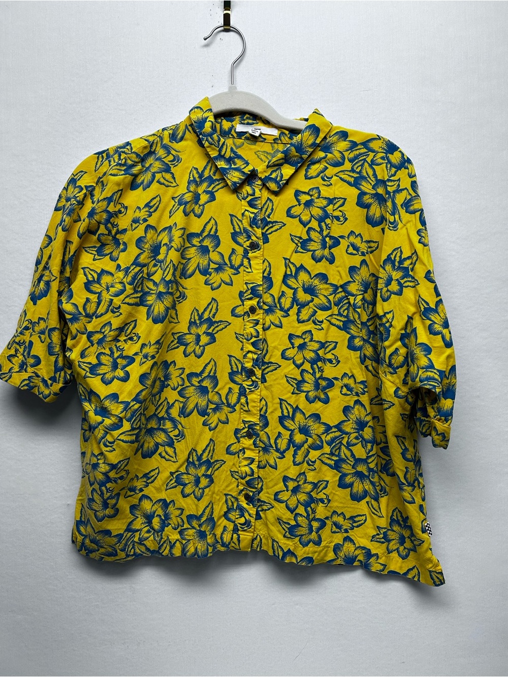 Yellow Floral Short-Sleeve Button-Up Shirt